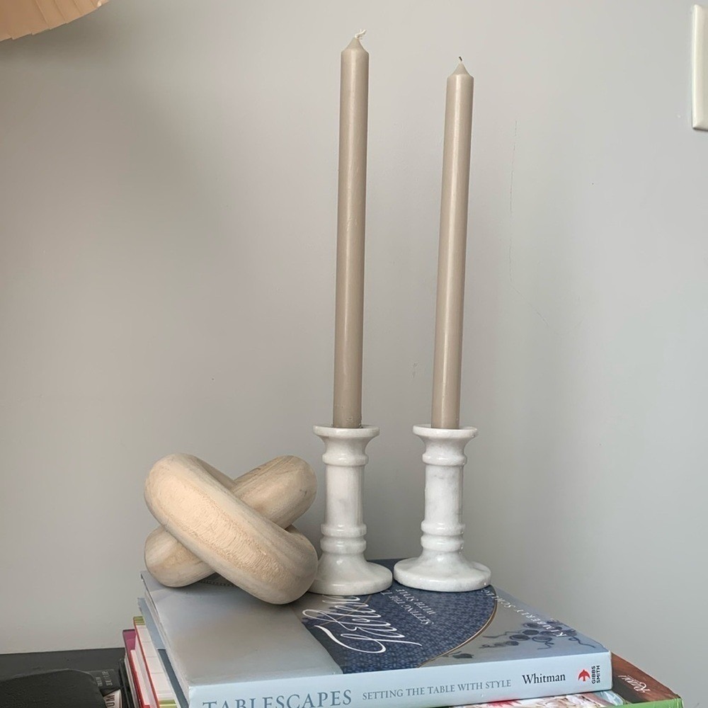 Set of two marble candlesticks‎ MCM vintage modern glam contemporary